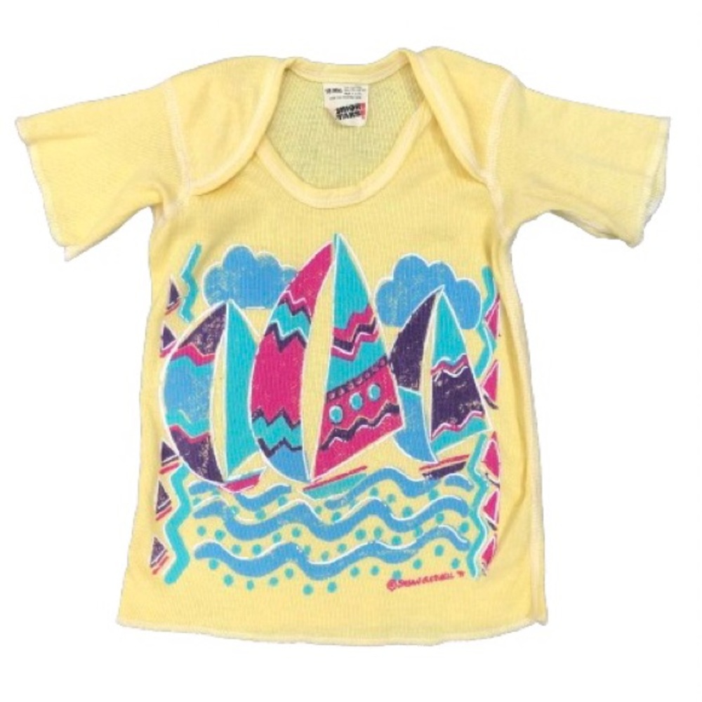 Vintage 90s Junior Screen Stars Baby Sailboat Sailing Sail Art Tee Top 18 Months
